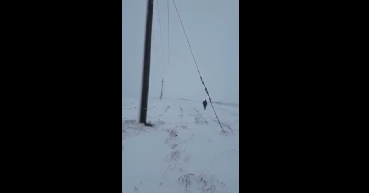 Employees of E-Distribuție Dobrogea are in a snow-covered field and are trying to identify power outages in the distribution network