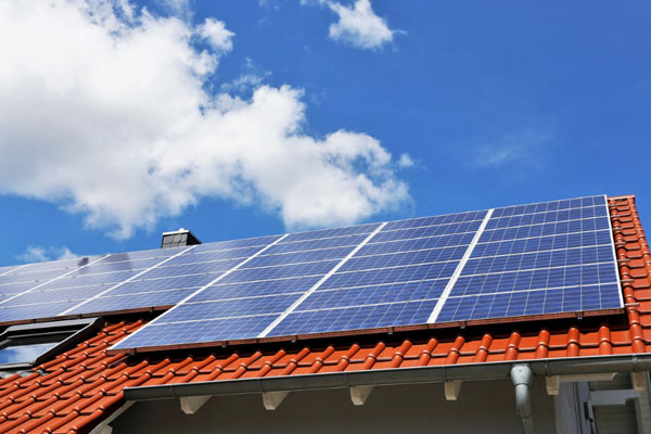 Photovoltaic panels on a house roof