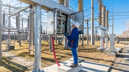 Angajat Retele Electrice Muntenia care efectueaza verificari ale echipamentelor de retea
