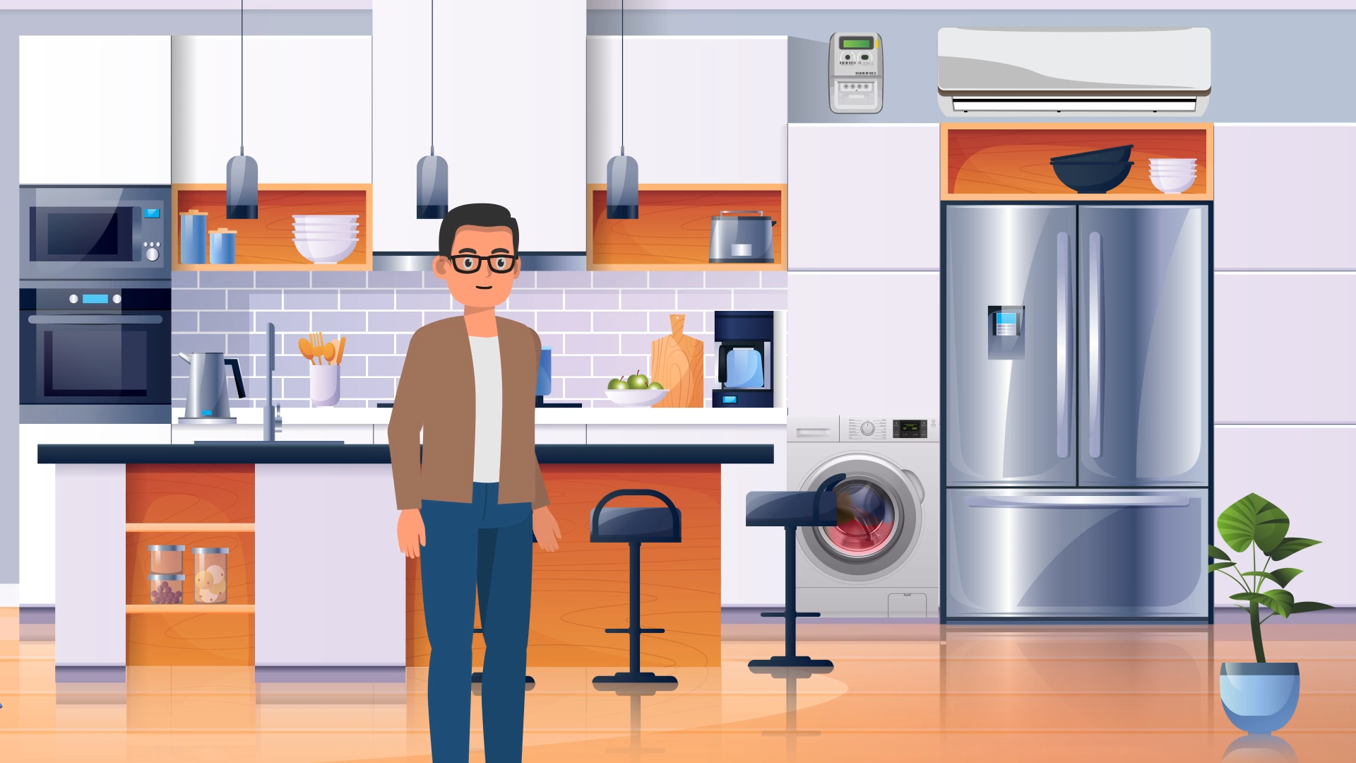 Animație care descrie etapele de parcurs de către consumatorii casnici, în momentele în care contorul inteligent nu mai înregistează consumul de electricitate